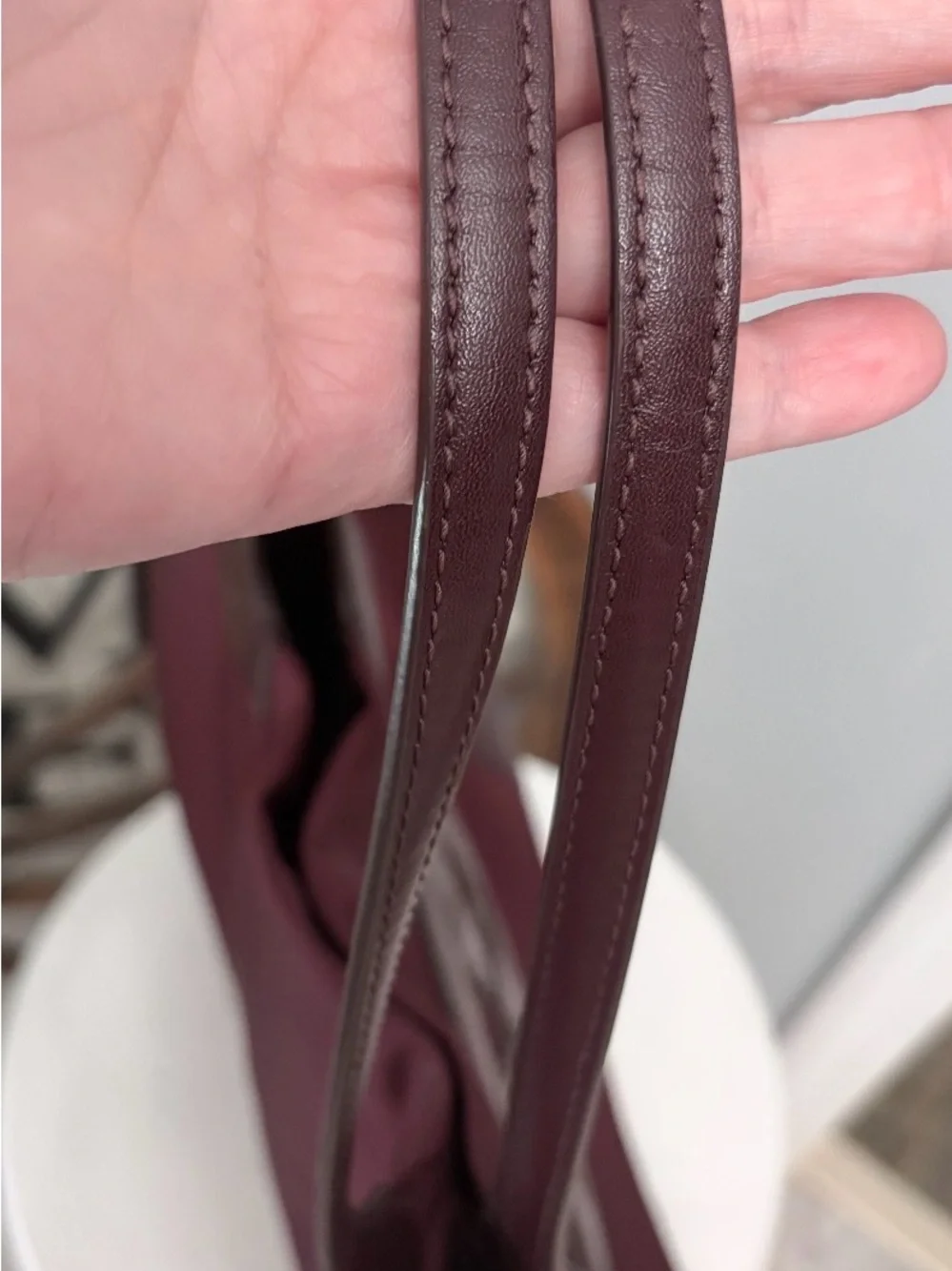 Tory Burch Maroon Nylon Logo Tote with Dark Brown Trim